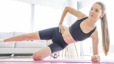 Woman exercising at home