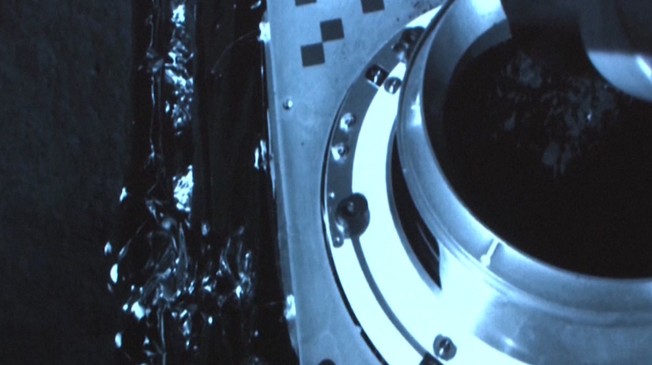 A close-up of the sample canister on China's Chang'e 5 moon lander during sample-collection work on Dec. 1, 2020.