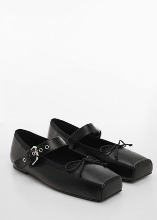 Square-Toe Ballerina With Buckle - Women