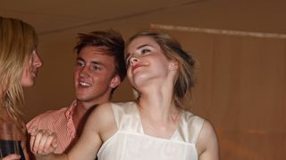 Actress Emma Watson and Francis Boulle attend the Chinawhite Tent during the Cartier International Polo held at Guards Polo Club on July 27, 2008 in Windsor, England.