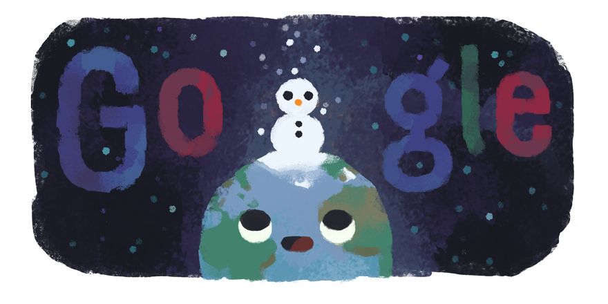 Google celebrated the Dec. 22, 2019 solstice with pair of doodles celebrating the start of winter in the Northern Hemisphere, and summer in the Southern Hemisphere.