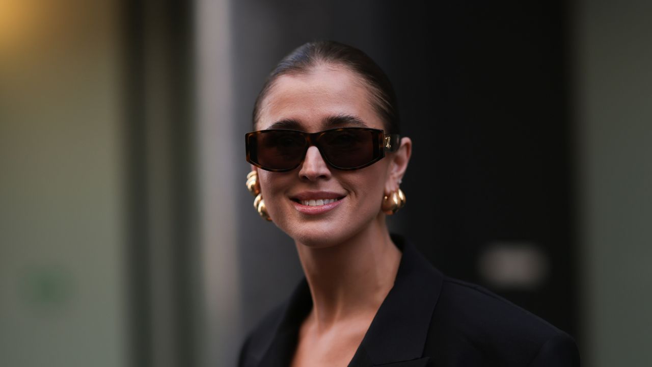 Darja Barannik was seen wearing yellow gold earrings, dark Celine shades, black pants, a black top and a black blazer outside before Zimmermann Fashion Show during the Womenswear Fall/Winter 2024/2025 as part of Paris Fashion Week on March 04, 2024 in Paris, France