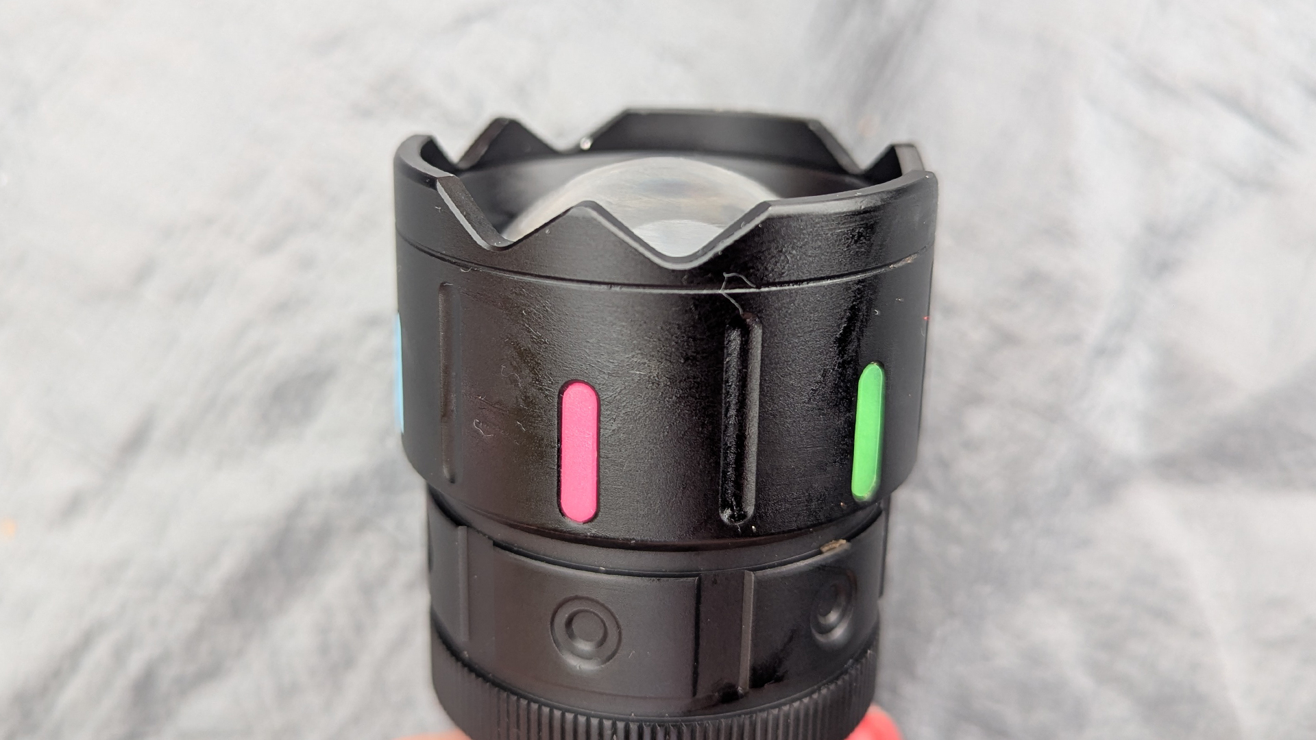 A close up of the WindFire's colored accents during review