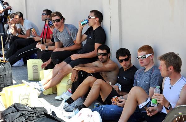 The riders fuel up for the transfer