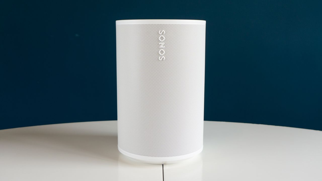 Sonos Era 100 smart speaker on white table