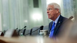 U.S. Sen. Roger Wicker (R-Miss.) participates in a Senate Commerce, Science, and Transportation subcommittee on Consumer Protection, Product Safety, and Data Security hearing to examine COVID-19 fraud and price gouging, in the Russell Senate Office Building on February 01, 2022 in Washington, DC. The subcommittee held the hearing to discuss fraud and price gauging related to the Covid-19 pandemic and how consumer groups and the Federal Trade Commission can combat it.