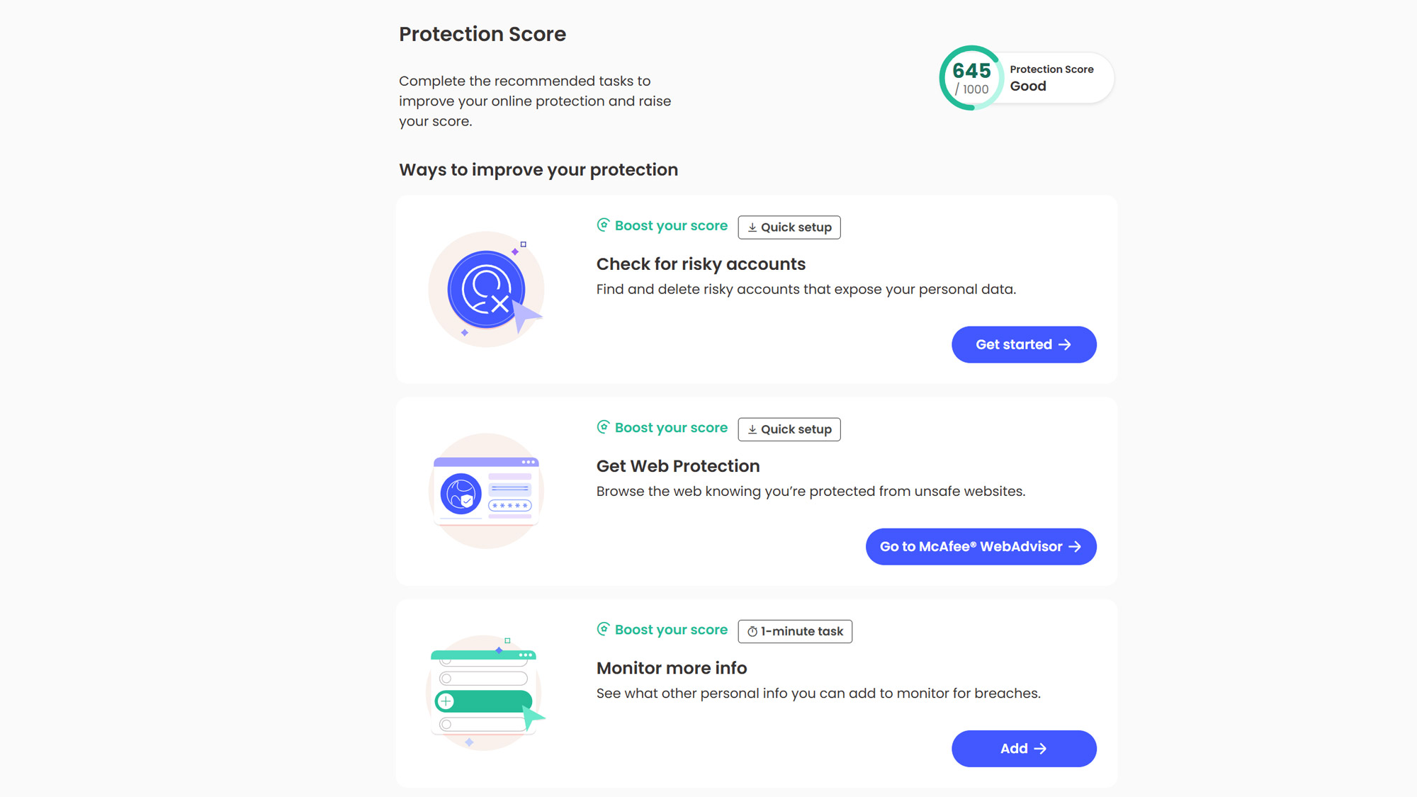 Screenshot of the McAfee+ Ultimate web interface