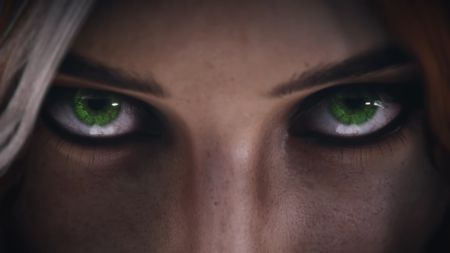 Lords of the Fallen 2 saintess with white hair and green eyes