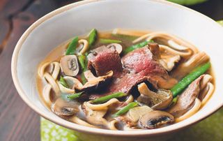chunky soups, Japanese Broth with Udon Noodles
