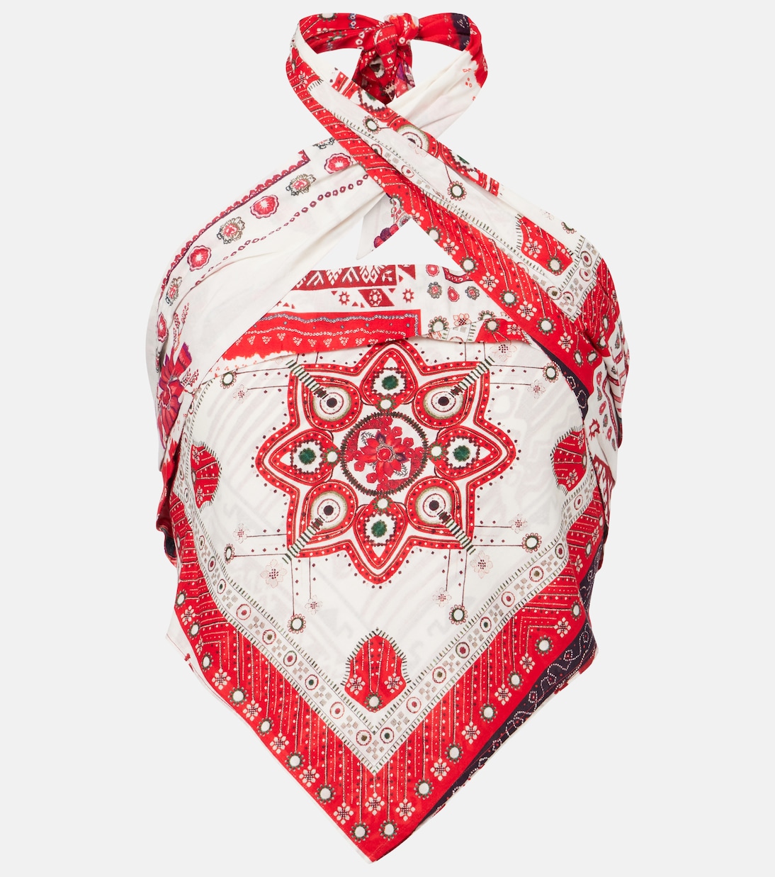 Feyza Halterneck Printed Cotton Top