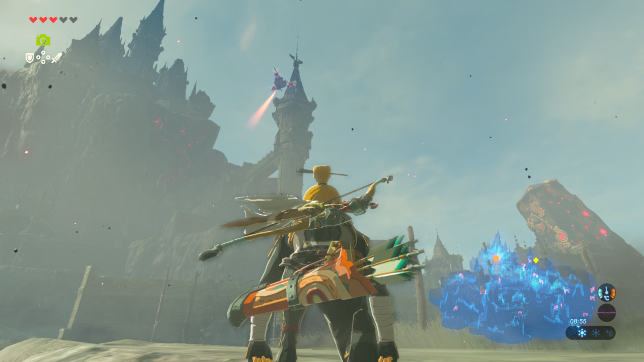 Link is approaching the Hyrule Castle Breath of the Wild Captured Memories collectible location.