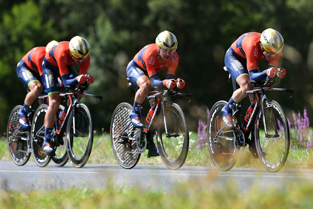 Bahrain-Merida on their way to 11th in the Tour de France team time trial