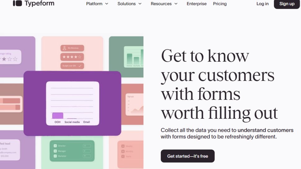 Website screenshot of Typeform (July, 2025)
