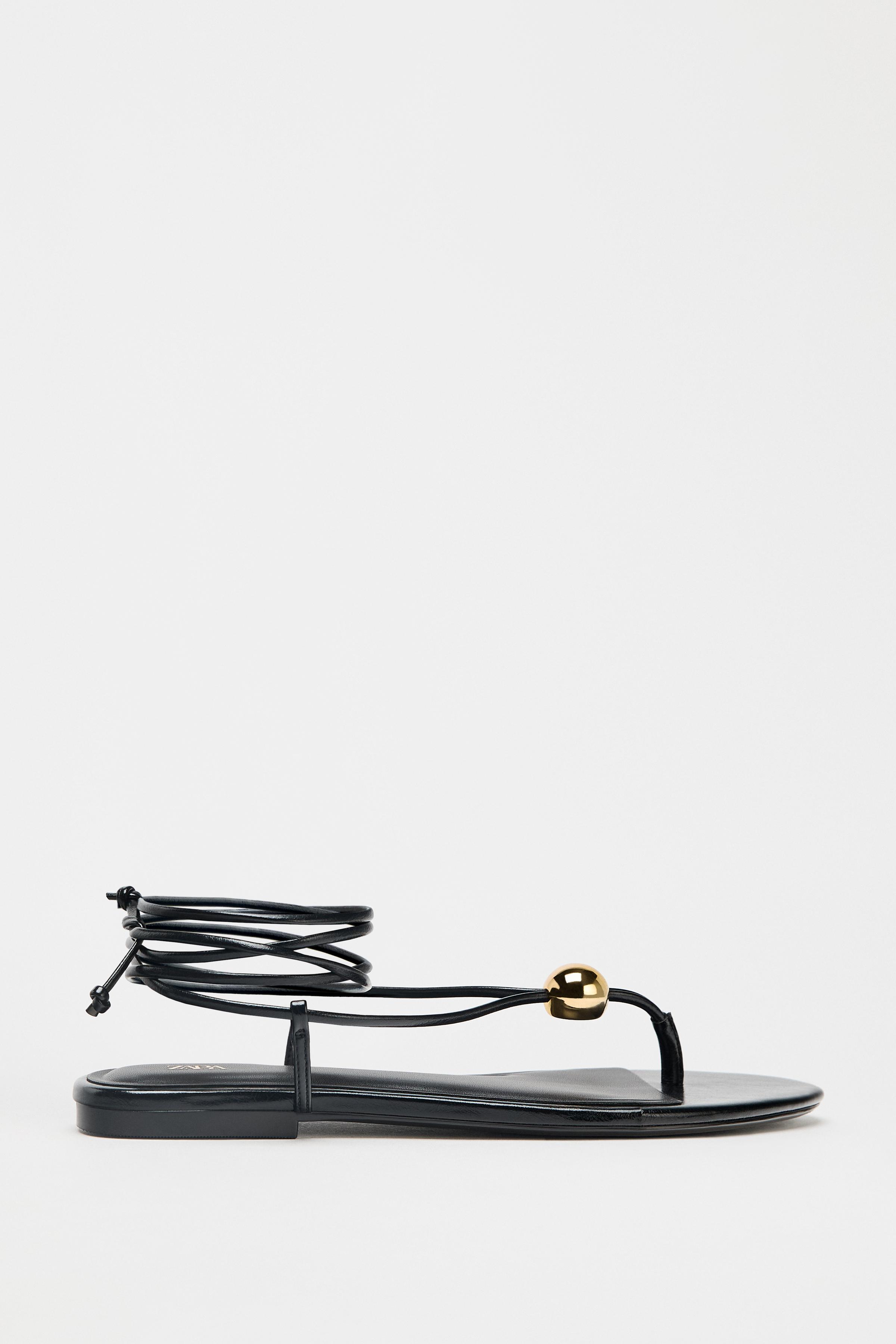 Flat Sandals With Metallic AppliquÉ