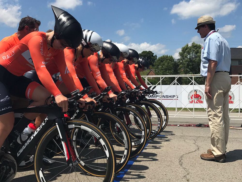 Rally Cycling on the start line at the 2017 US team time trial championships
