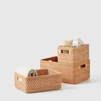 Ori Rattan Honey Natural Curved Bins | $29.99-$39.99