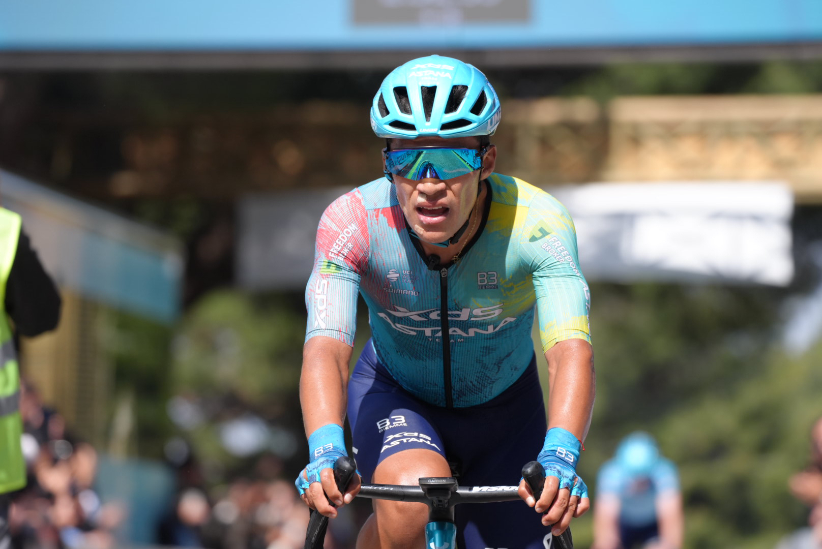 IZMIR TURKIYE MAY 2 Harold Martin Lopez Granizo of the XDS Astana team wins the 56kilometer Selcuk Isabey Selcuk Meryemana stage of the 60th Presidential Cycling Tour of Turkiye in Izmir Turkiye on May 2 2025 The stage was part of the countrys only ProSeries category cycling race which consists of 8 stages Photo by Metin AktasAnadolu via Getty Images