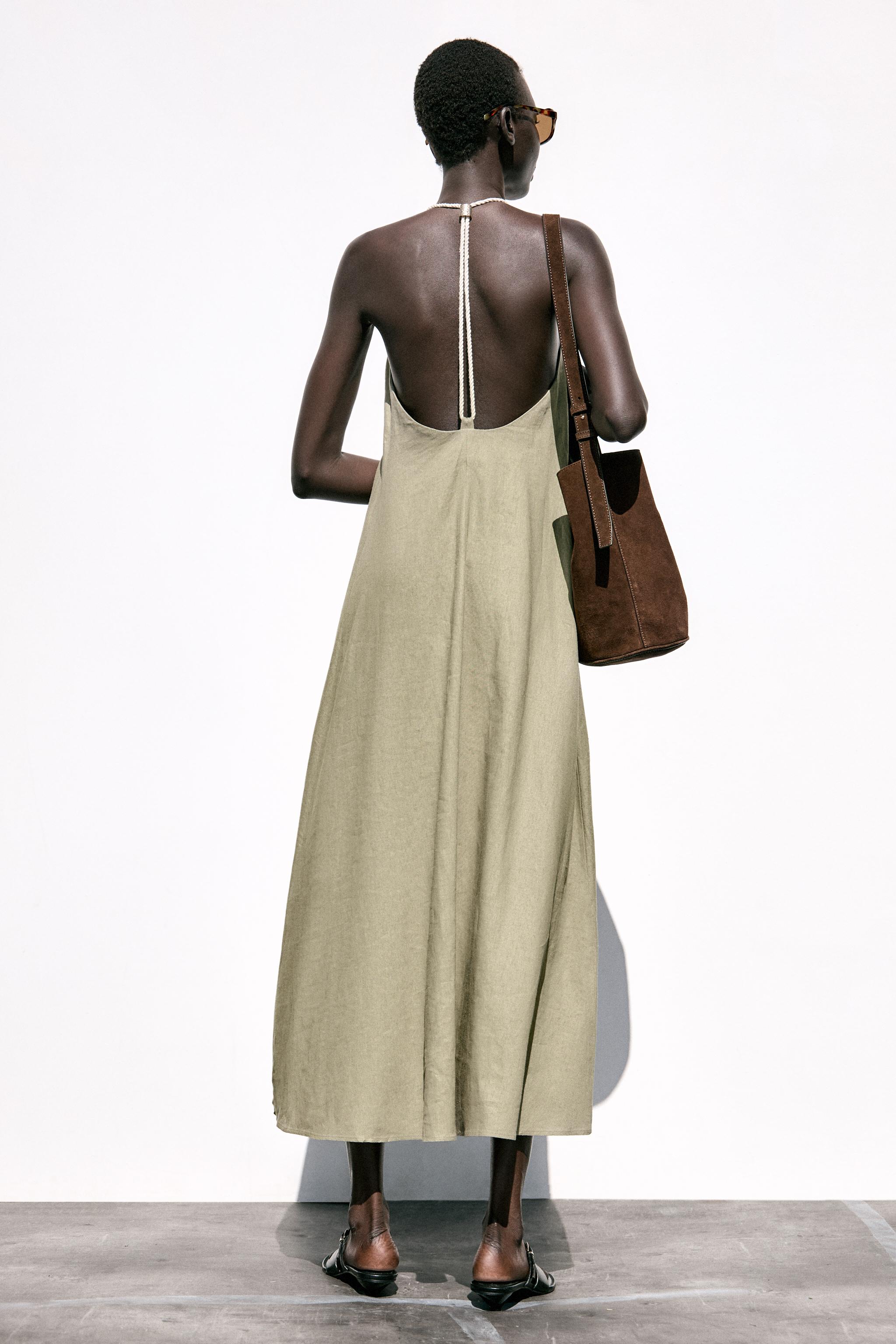 Voluminous Linen Midi Dress