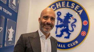 Chelsea Head Coach Enzo Maresca Visits the stadium at Stamford Bridge on July 8, 2024 in London, England. (Photo by Darren Walsh/Chelsea FC via Getty Images)