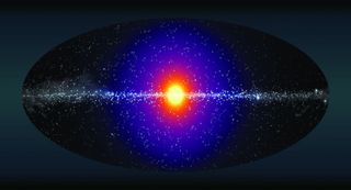 Scientists think that dark matter produces a bright and spherical halo of X-ray emission around the center of the Milky Way.