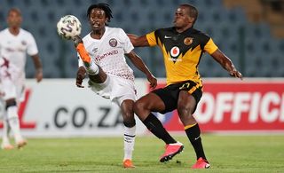 Given Moikhomotsi Thibedi of Swallows challenged by Willard Katsande of Kaizer Chiefs 