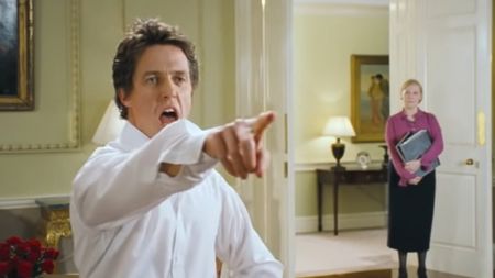 Hugh Grant as David, the Prime Minister, in Love Actually