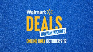 Walmart Deals Holiday Kickoff dates against blue background