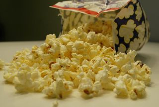 A bag of microwave popcorn.