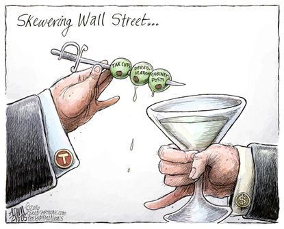 Political cartoon U.S. Donald Trump Wall Street Elites