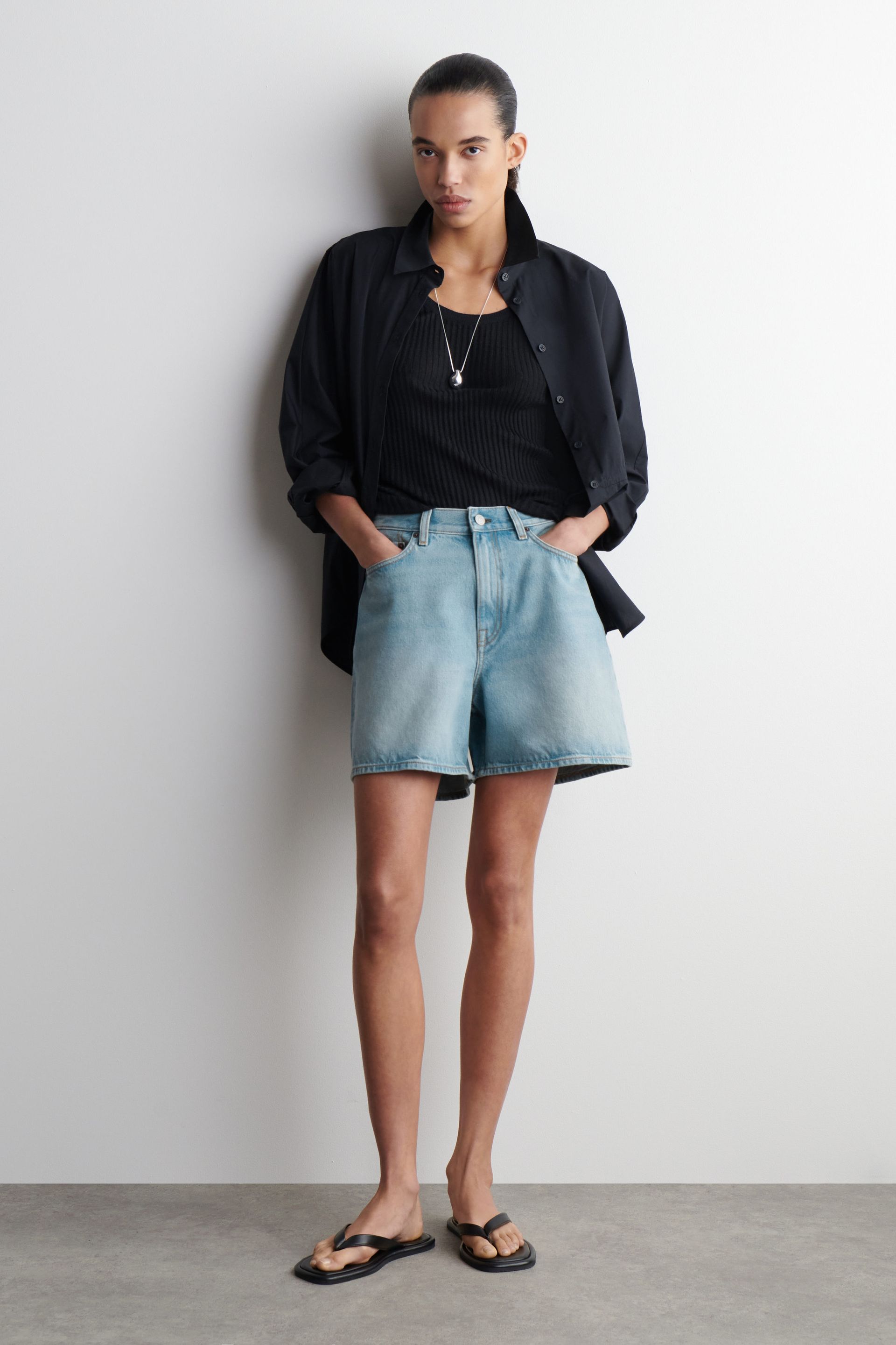 High-Rise Denim Shorts