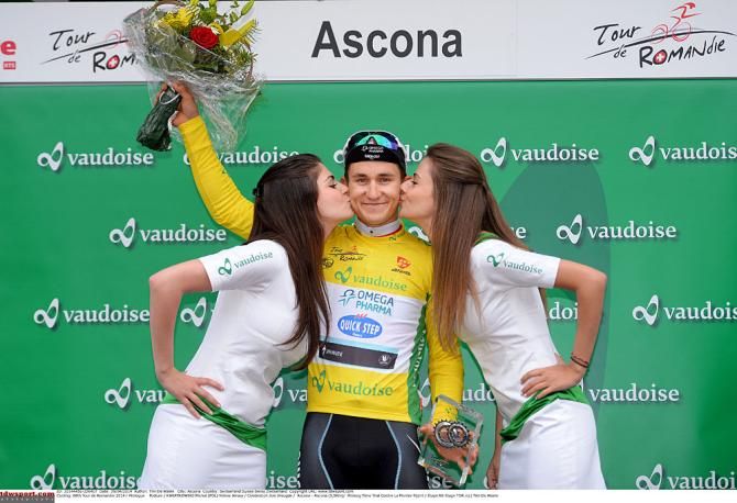 Michal Kwiatkowski (Omega Pharma-QuickStep) on the podium