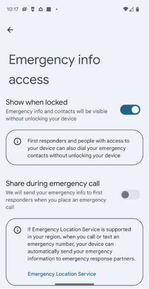 The RapidSOS feature in Personal Safety.