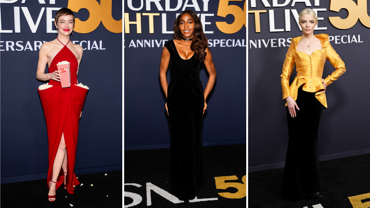 Emma Stone, Ayo Edebiri, Anya Taylor-Joy at SNL 50th Anniversary Red Carpet