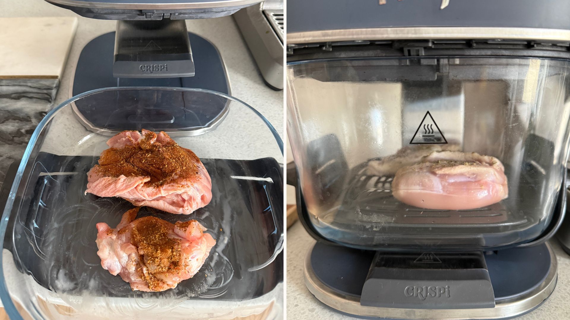 using the Ninja Crispi Pro Countertop Glass Air Fryer to cook 