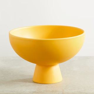 yellow pedestal serving bowl