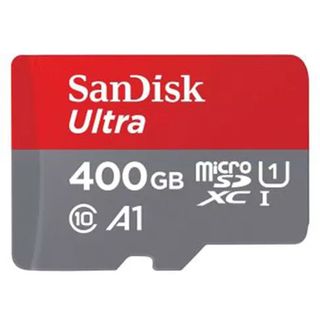 Product shot of SanDisk Ultra 400 GB microSDXC Memory Card + SD Adapter, one of the best Nintendo Switch SD cards