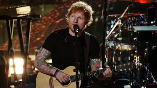 Ed Sheeran performs on stage during the 37th Annual Rock & Roll Hall Of Fame Induction Ceremony