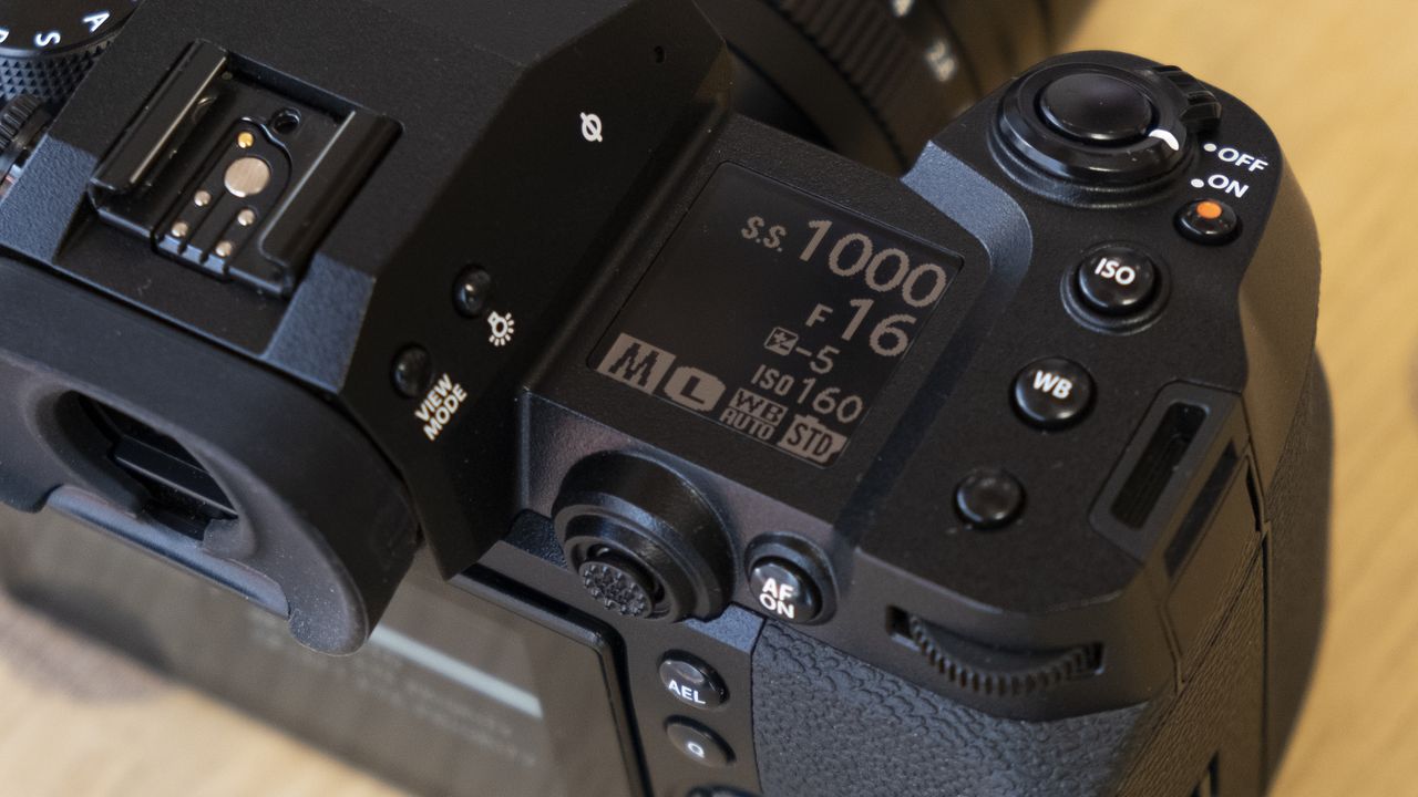 The top screen of the Fujifilm X-H2S camera