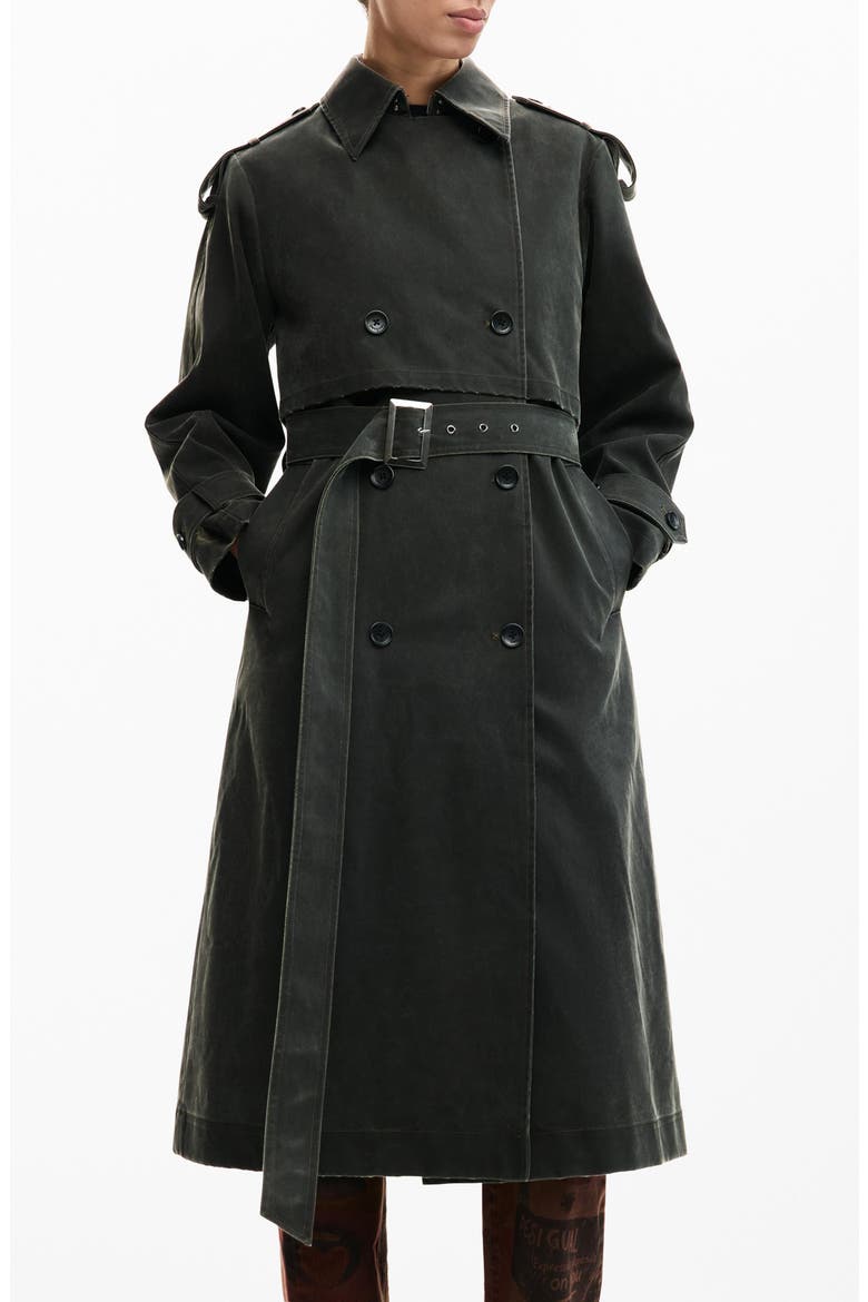Faux Leather Trench
