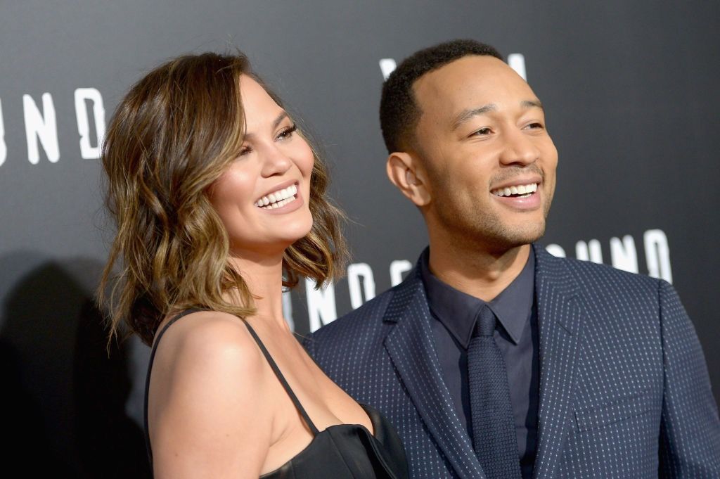 Model Chrissy Teigen and husband John Legend at the season 2 premiere of WGN America&#039;s &quot;Underground&quot; screening on March 1, 2017, in Westwood, California.