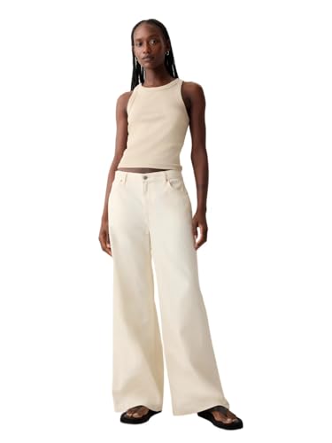 Gap Womens Mid Rise Baggy Denim Ecru 26