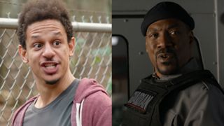 Eric Andre in Bad Trip, next to Eddie Murphy in The Pickup.