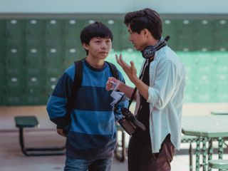 sean wang directing Izaac Wang on the set of didi