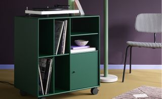 Green Montana Spin vinyl storage cabinet on wheels