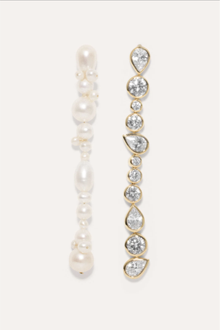 Pearl and Zirconia Gold Vermeil Earrings