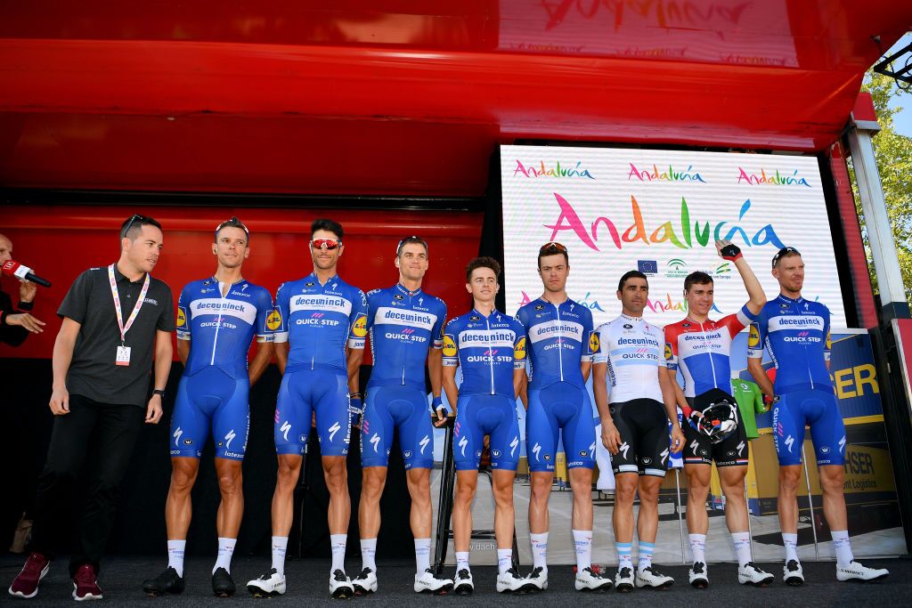 Deceuninck-QuickStep at the start of stage 18