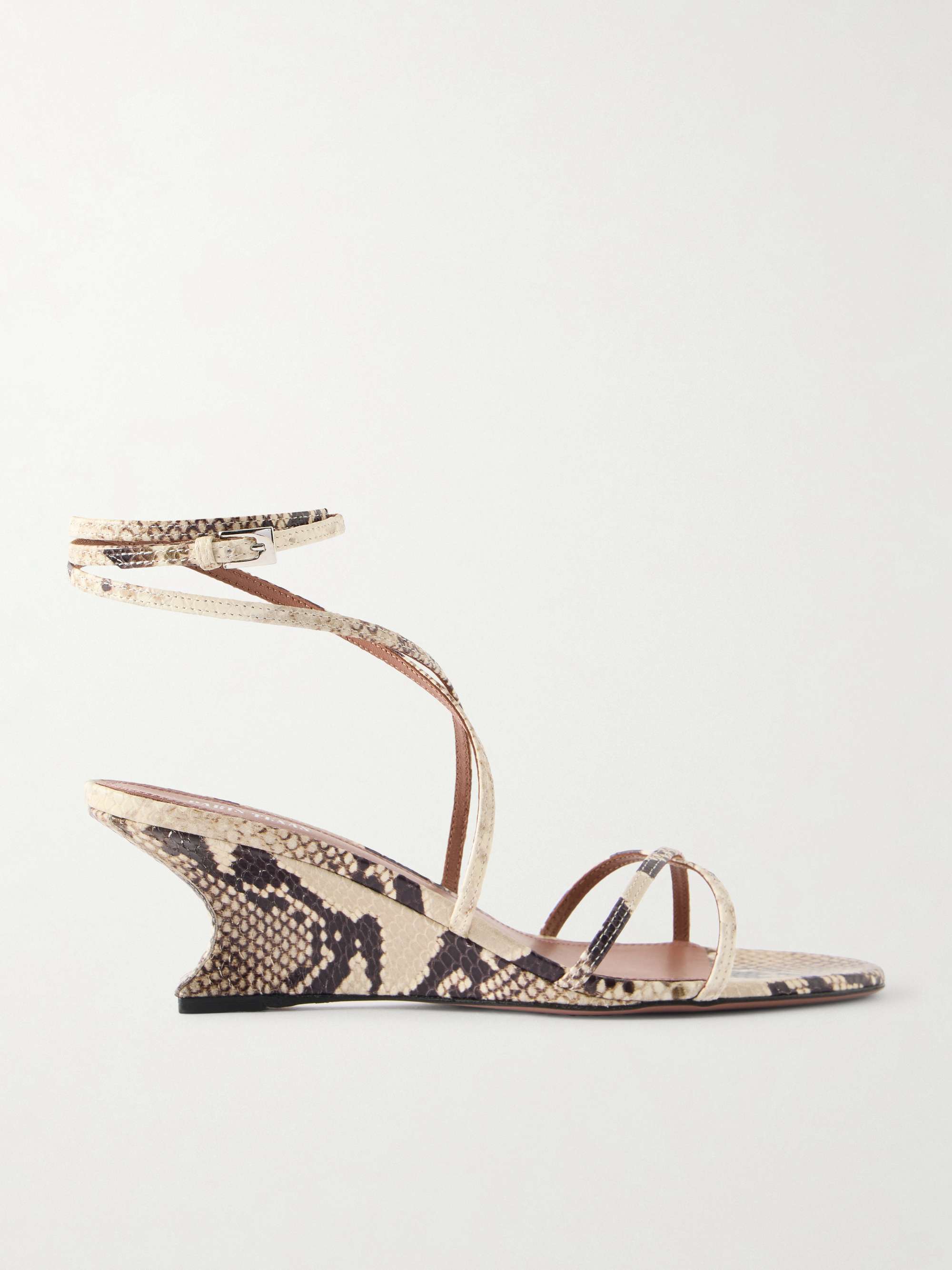 Nina Snake-Effect Leather Wedge Sandals