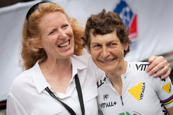 Two legends: Connie Carpenter and Jeannie Longo.