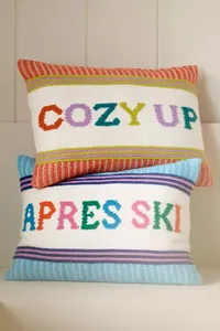 Anthropologie Alden Embroidered Cotton Pillow