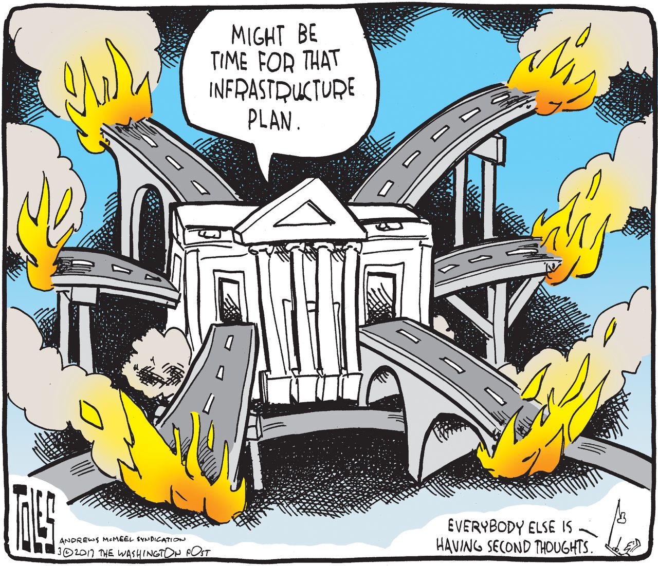 Political Cartoon U.S. White House Infrastructure